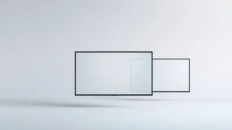 Conceito artístico de diferentes modelos de TVs modernas em comparação minimalista