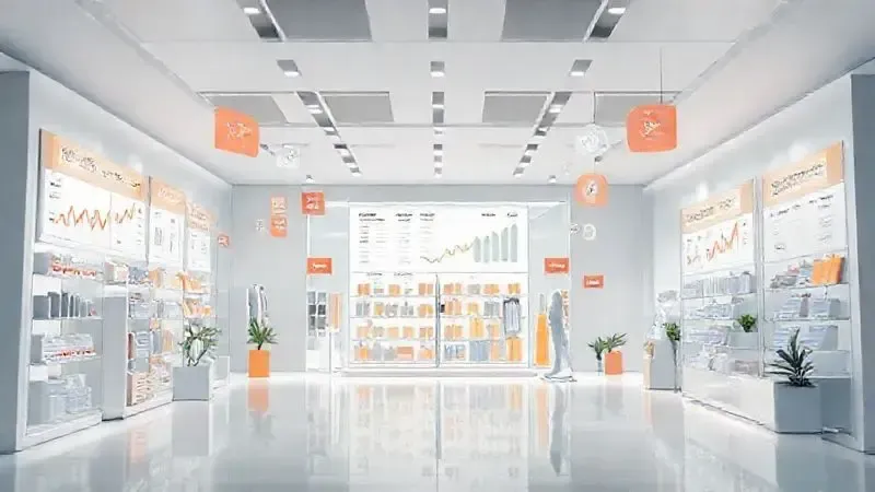 Conceito ilustrativo de comparação de preços e ambiente de compras moderno para eletrônicos