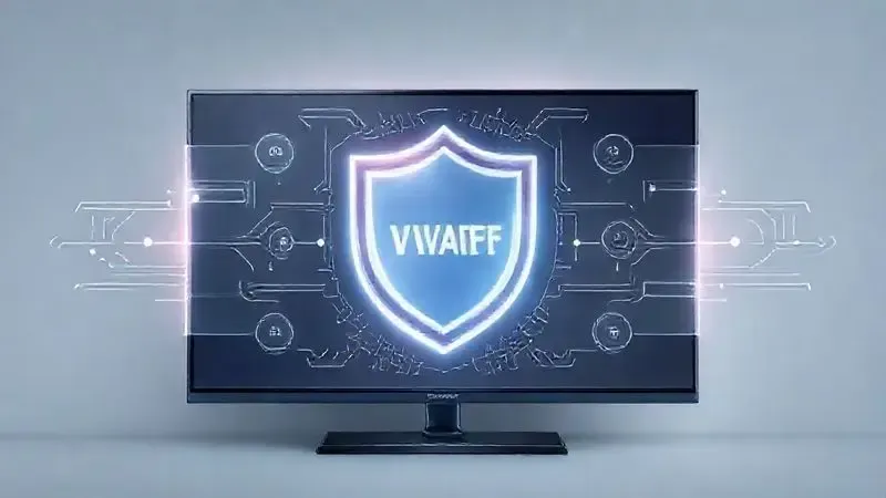 Conceito artístico de garantia como camada protetora transparente cobrindo televisor
