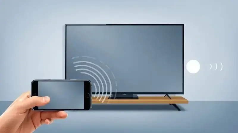 Ilustração conceitual do processo de espelhamento de tela do celular para a televisão