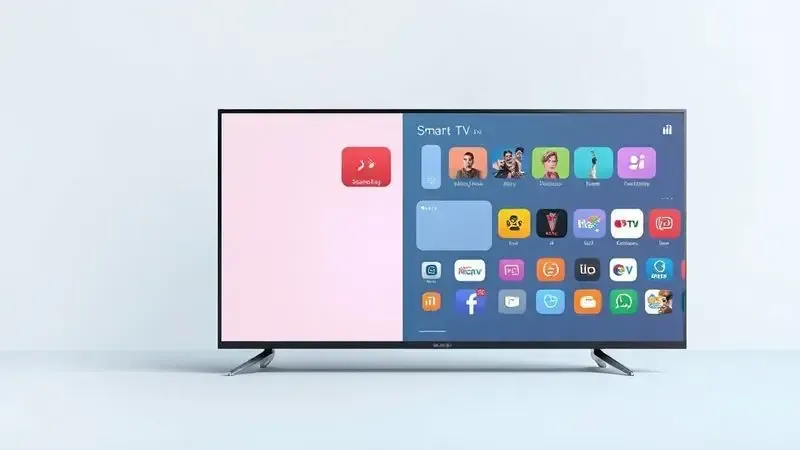 Ilustração conceitual mostrando as diferenças entre uma TV tradicional e uma Smart TV com recursos modernos