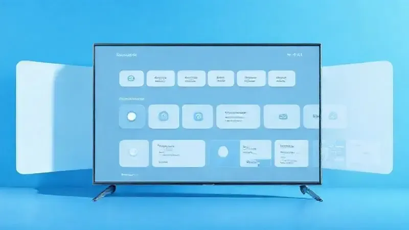 Interface conceitual do Android TV mostrando organização de menus e navegação intuitiva