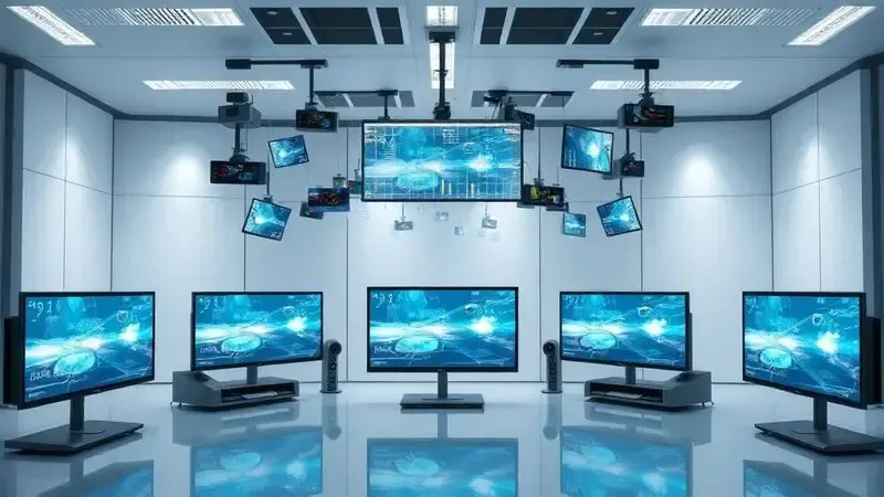 Representação conceitual de laboratório de avaliação de tecnologia para análise de qualidade de televisores