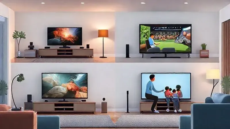 Cenários conceituais de uso de TV para diferentes perfis: jogos, filmes, esportes e uso familiar