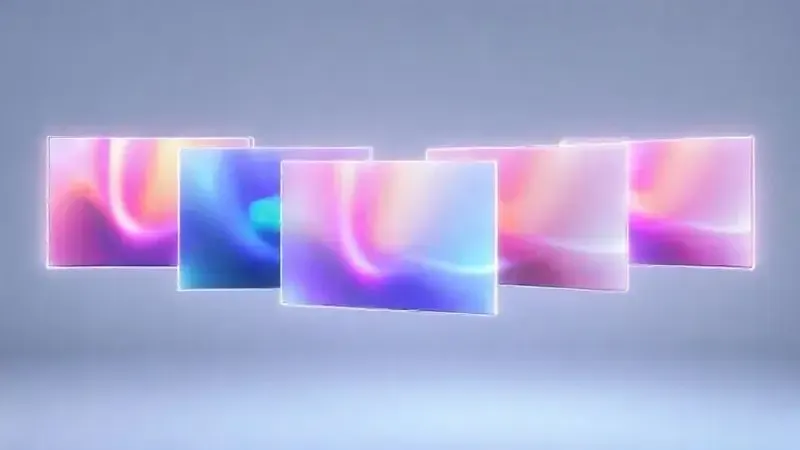 Ilustração conceitual de diferentes interfaces de sistemas operacionais de Smart TV flutuando em conjunto