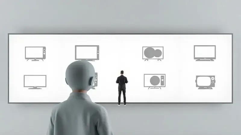 Processo de decisão para escolher a melhor marca de televisão com elementos visuais de comparação conceitual