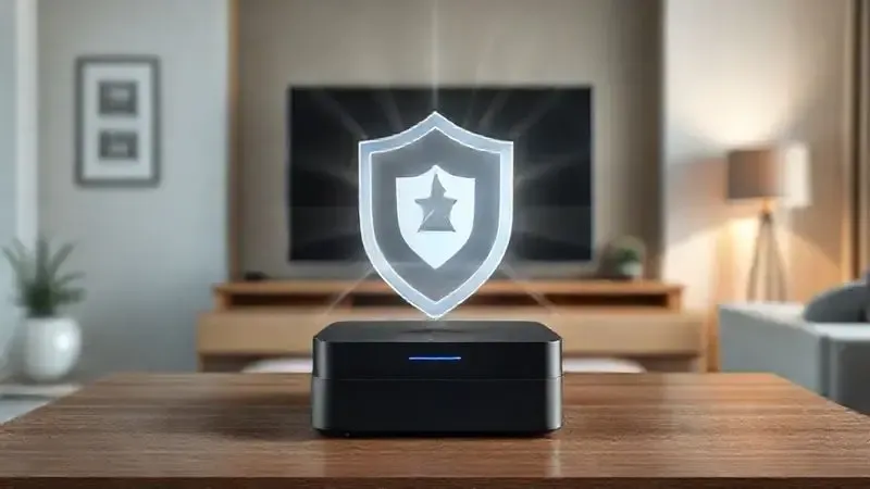Conceito visual de segurança e proteção representando TV Box homologada pela Anatel
