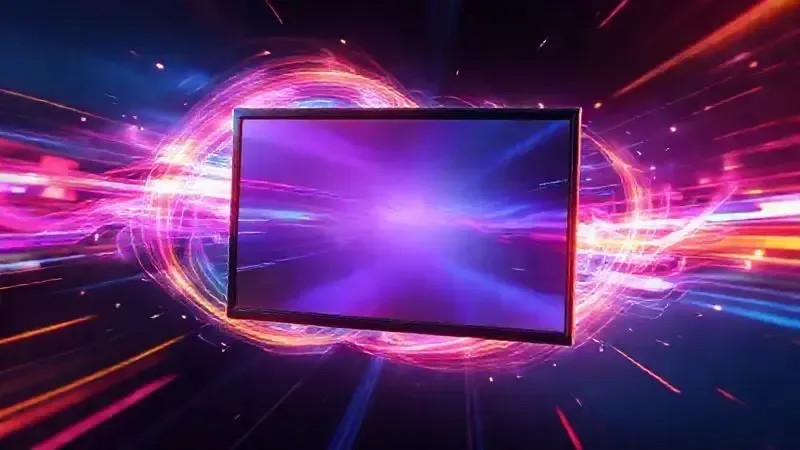 Conceito artístico de Smart TV para jogos com efeitos visuais dinâmicos e coloridos