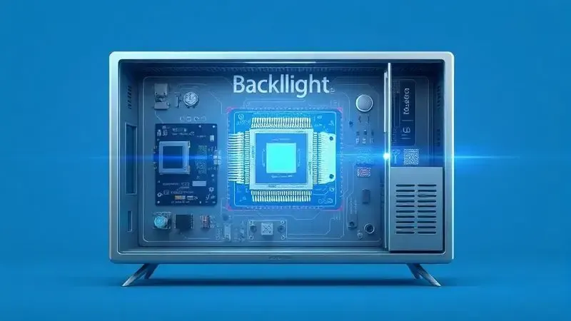 Componentes tecnológicos e qualidade de imagem em diagrama conceitual de televisão moderna