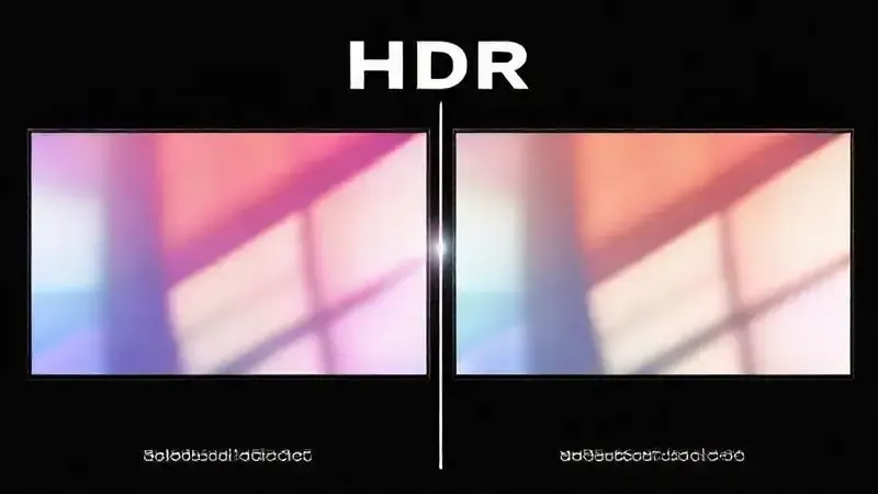 Ilustração conceitual da tecnologia HDR mostrando comparação de gama de cores e contraste dinâmico
