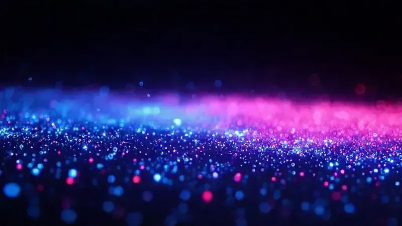 Representação artística de tecnologia de pontos quânticos e Mini LEDs para melhorias em cores e brilho.