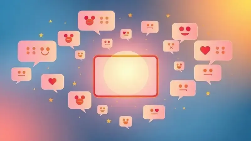 Conceito visual de avaliações de clientes com balões de fala e símbolos emocionais